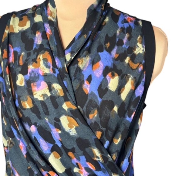 CAbi Black Multicolor Faux Wrap Tank Top Size SM - Picture 2 of 9
